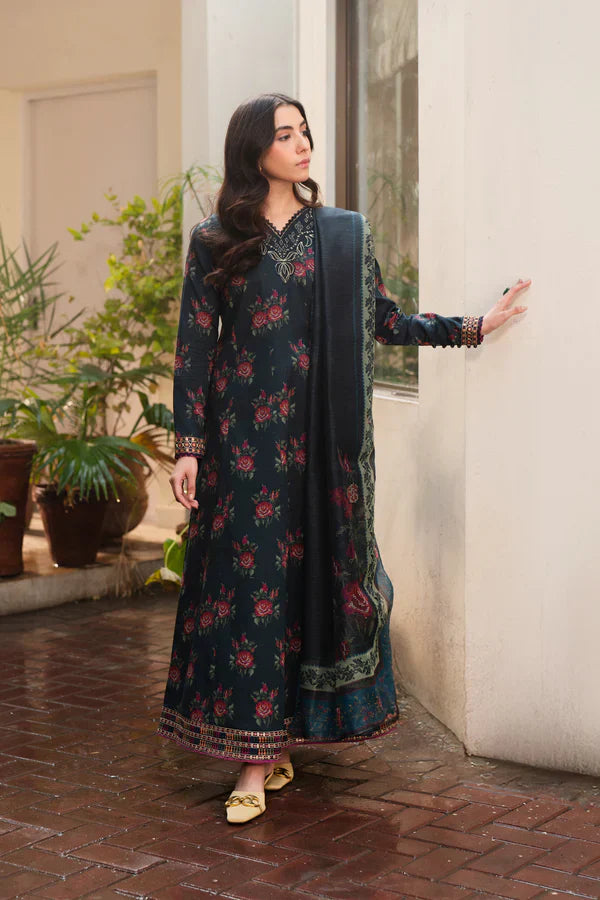 BAROQUE Khaddar Digital Printed 3 Piece | BQ100 - Trendy Casual Outfits - Laiba Rauf