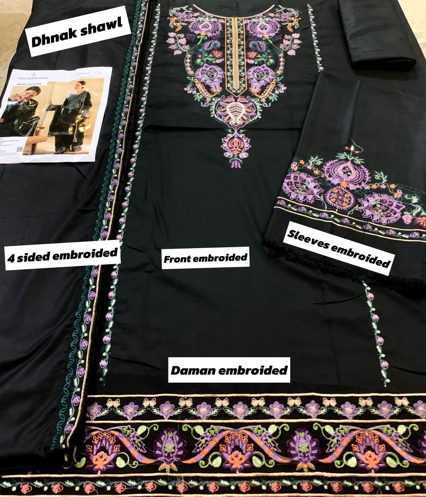 Zara Dhanak Embroidered 3 Piece | ZR102 - Trendy Casual Outfits - Laiba Rauf