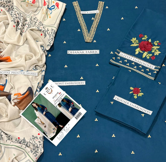 Aisling Dhanak Embroidered 3 Piece | AL104 - Trendy Casual Outfits - Laiba Rauf