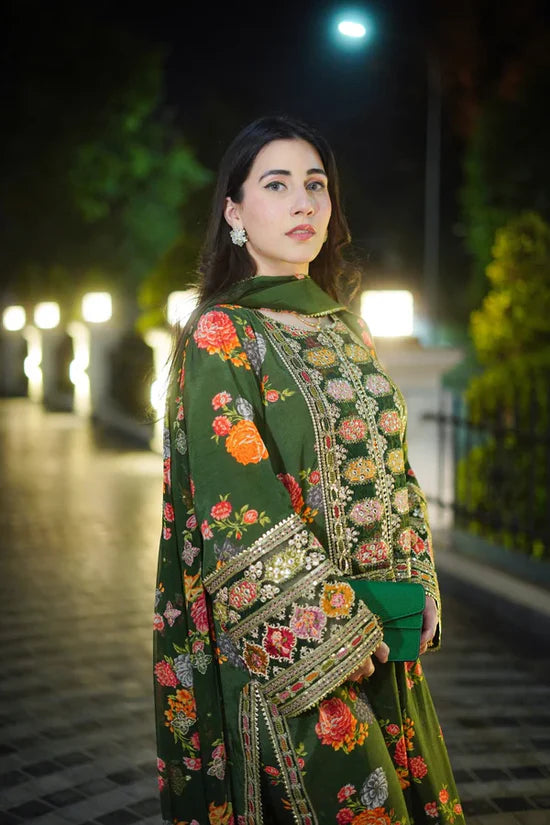 Aneela Shamoz Silk Embroidered 3 Piece | AN105 | Trendy Casual Outfits - Laiba Rauf