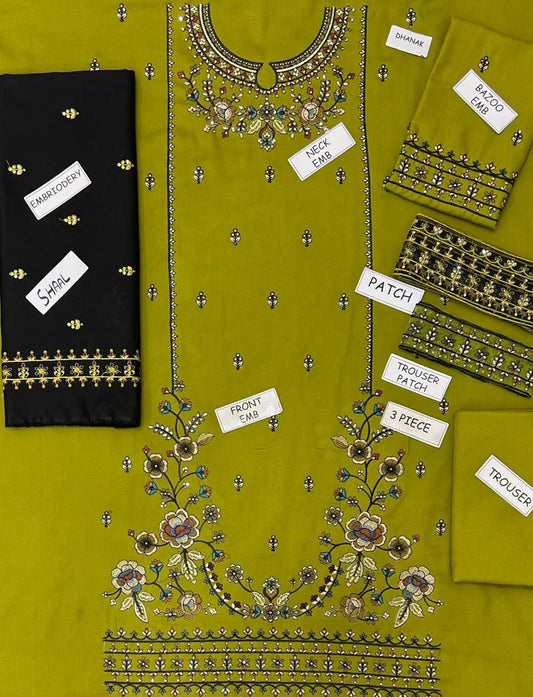 Aneela Dhanak Embroidered 3 Piece | AN110 - Trendy Casual Outfits - Laiba Rauf