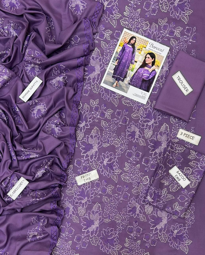 Bareeze Dhanak Embroidered 3 Piece | BZ115 - Trendy Casual Outfits - Laiba Rauf