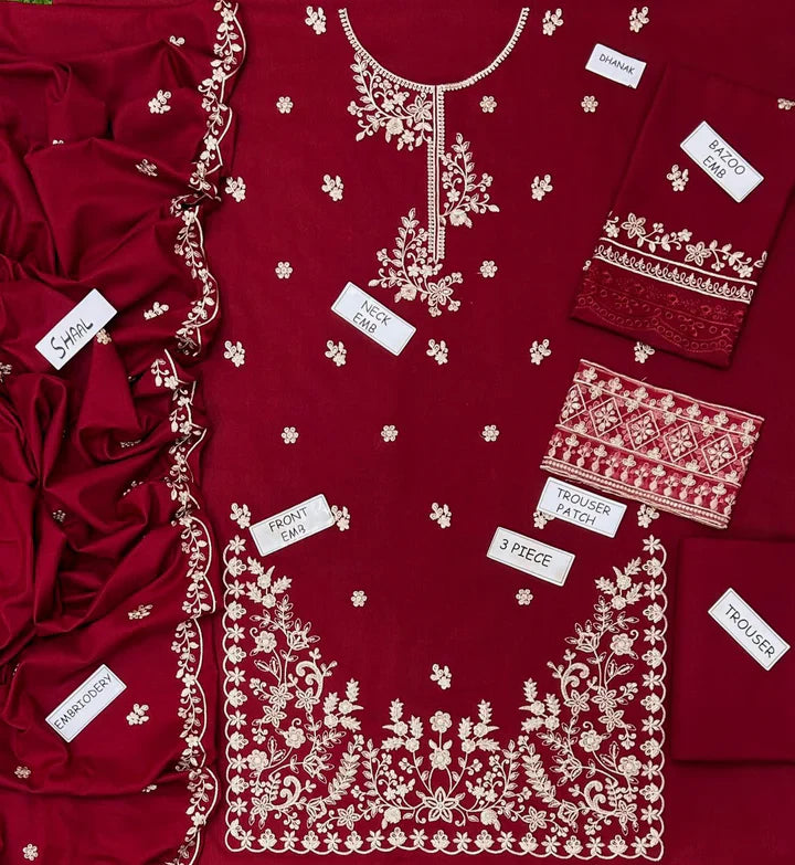 Aneela Dhanak Embroidered 3 Piece | AN111 - Trendy Casual Outfits - Laiba Rauf