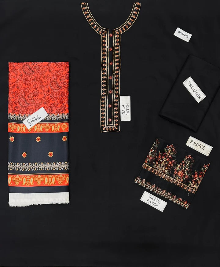 Baroque Dhanak Embroidered 3 Piece | BQ132 - Trendy Casual Outfits - Laiba Rauf