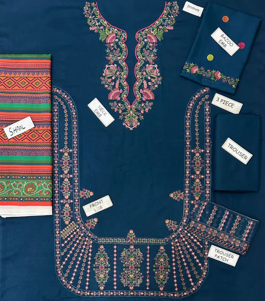 Hussain Rehar Dhanak Embroidered 3 Piece | HR102