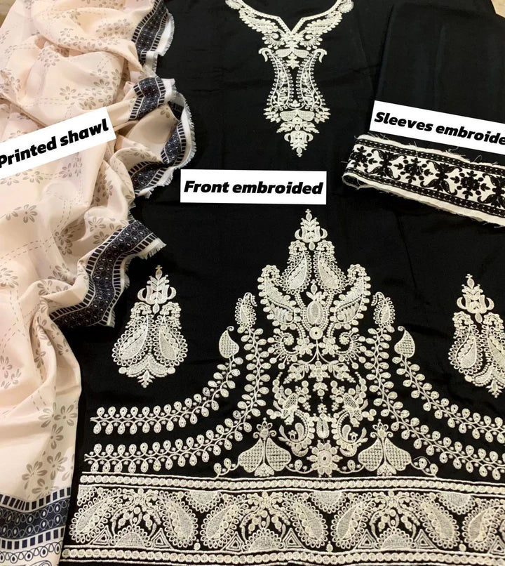 Jazmin Dhanak Embroidered 3 Piece | JZ110 - Trendy Casual Outfits - Laiba Rauf