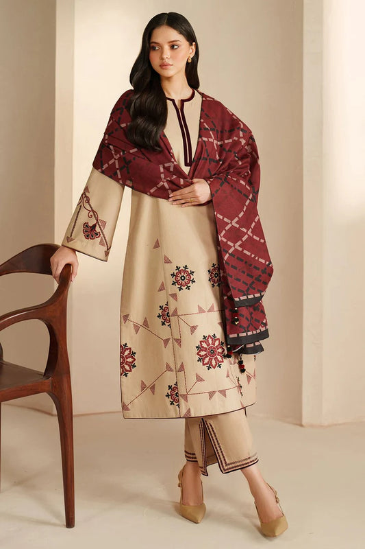 Jazmin Dhanak Embroidered 3 Piece | JZ109 - Trendy Casual Outfits - Laiba Rauf