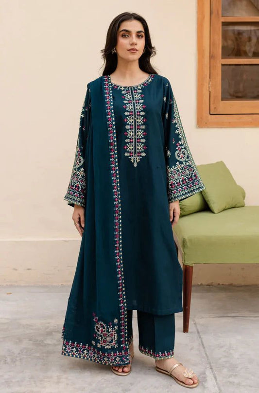 Batik Dhanak Embroidered 3 Piece | BK100 - Trendy Casual Outfits - Laiba Rauf