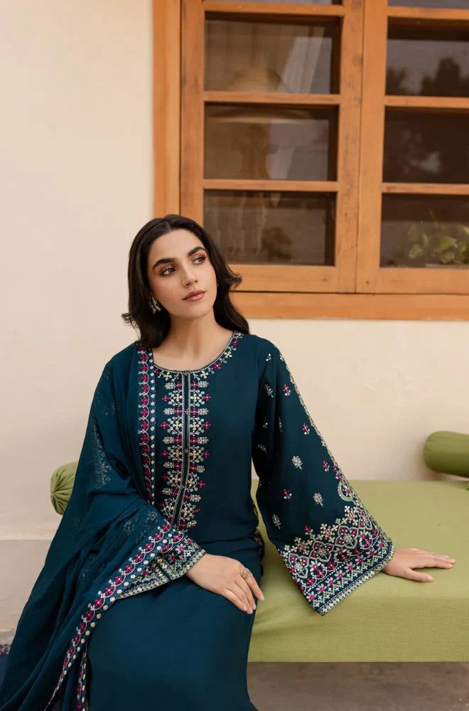Batik Dhanak Embroidered 3 Piece | BK100 - Trendy Casual Outfits - Laiba Rauf