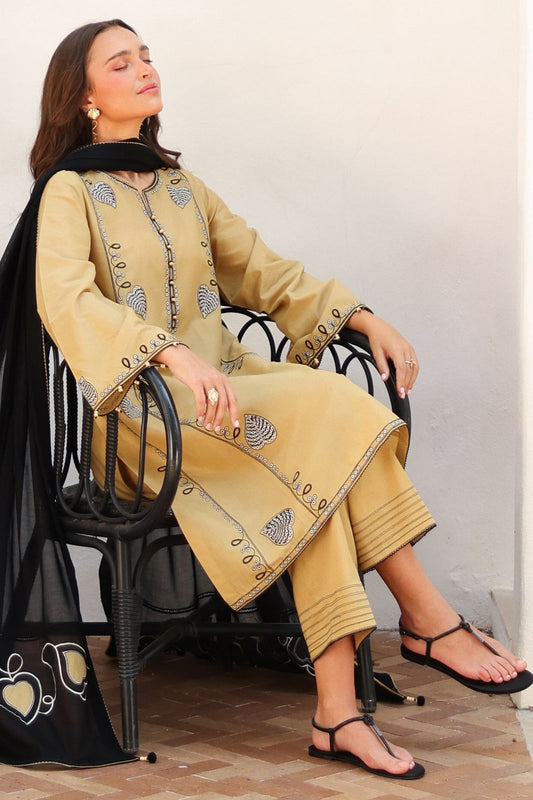 Jazmin Dhanak Embroidered 3 Piece | JZ105 - Trendy Casual Outfits - Laiba Rauf