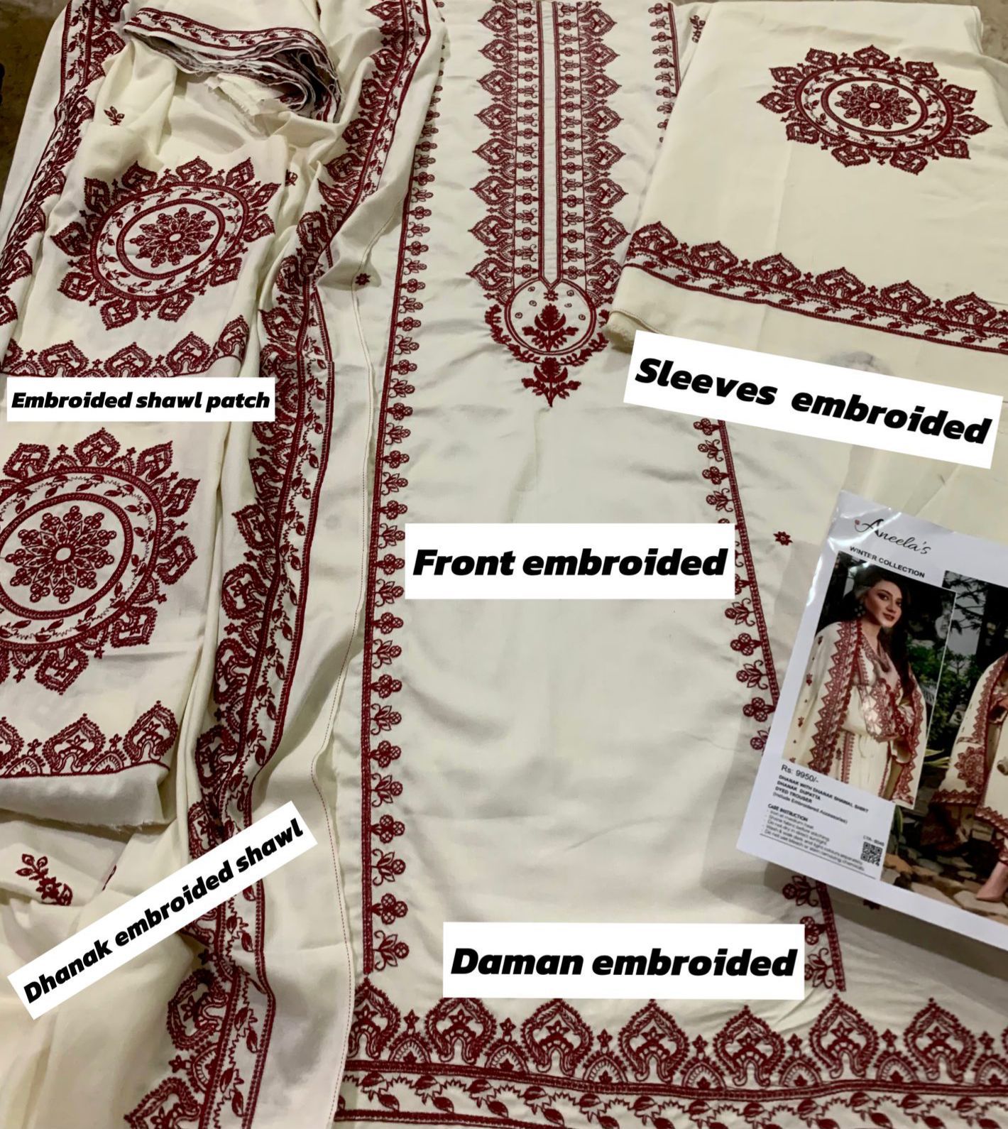 Aneela Dhanak Embroidered 3 Piece | AN108 - Trendy Casual Outfits - Laiba Rauf