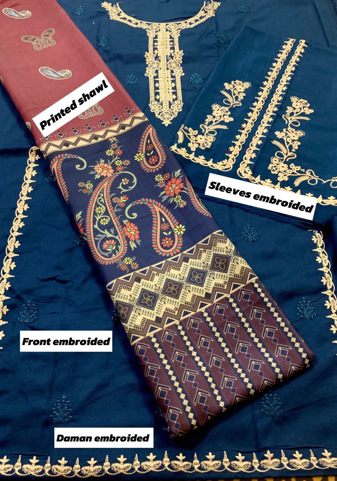 Jazmin Dhanak Embroidered 3 Piece | JZ108 - Trendy Casual Outfits - Laiba Rauf