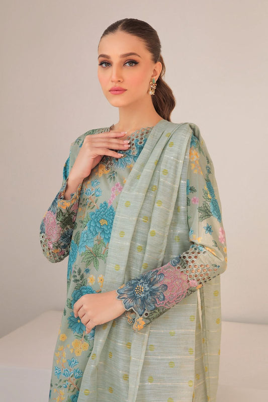Baroque Khaddar Embroidered 3 Piece | BQ124 - Trendy Casual Outfits - Laiba Rauf