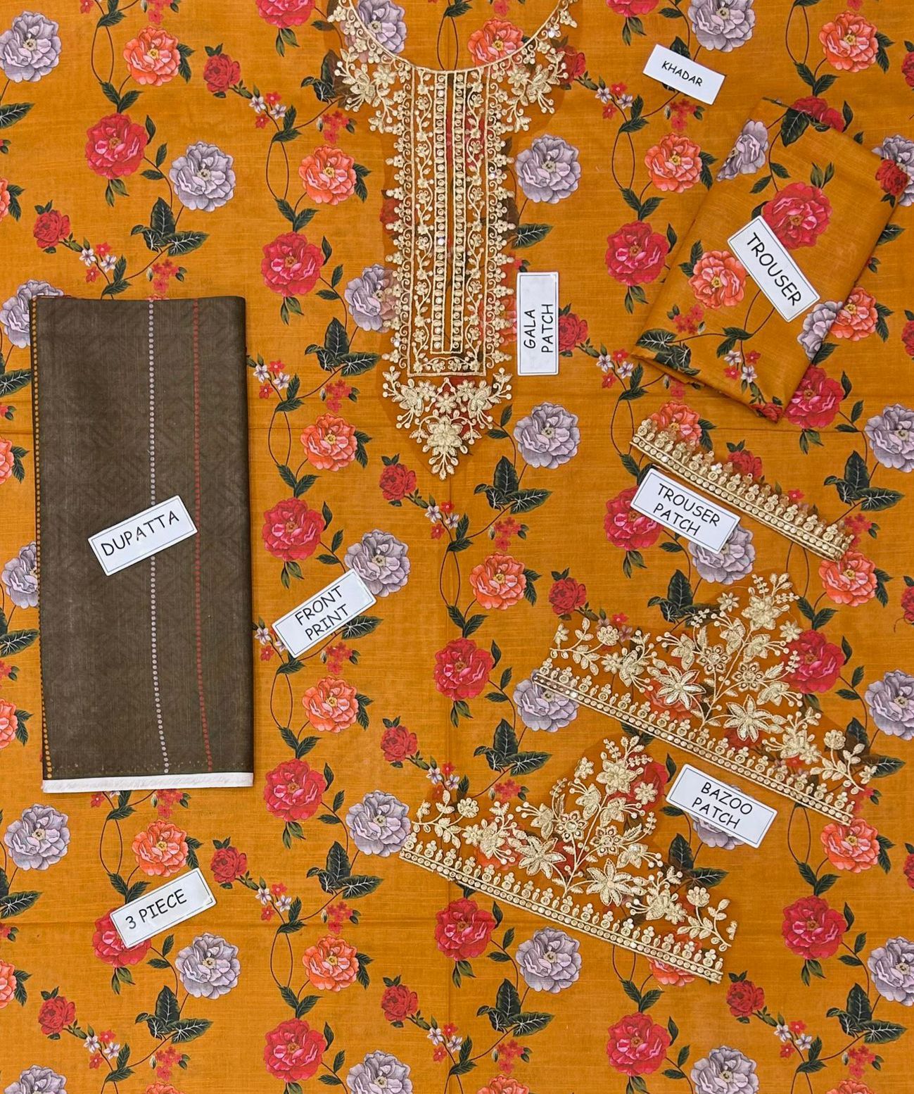 Baroque Khaddar Embroidered 3 Piece | BQ123 - Trendy Casual Outfits - Laiba Rauf