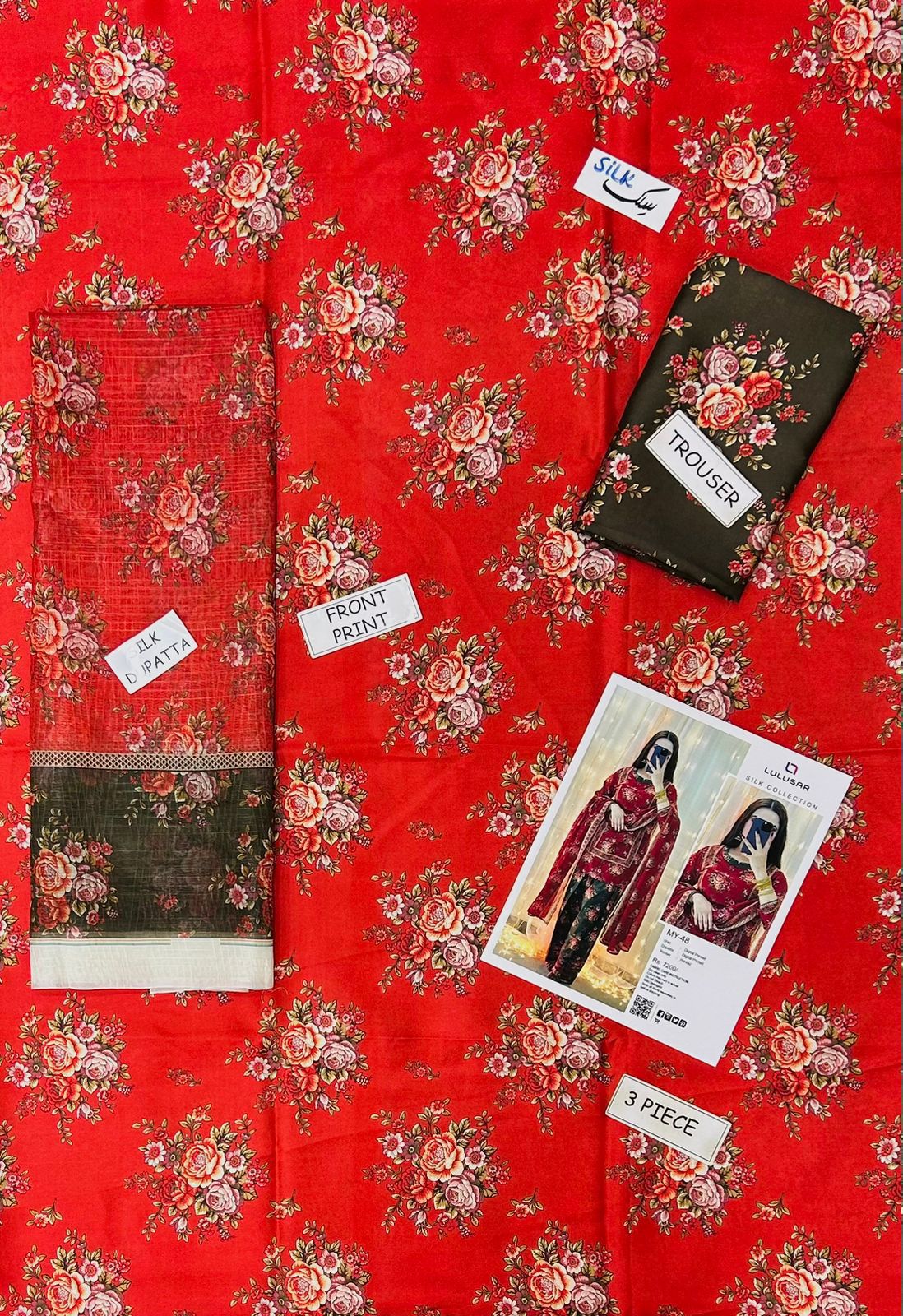 Bin Saeed Silk Embroidered 3 Piece | BS100 - Trendy Casual Outfits - Laiba Rauf