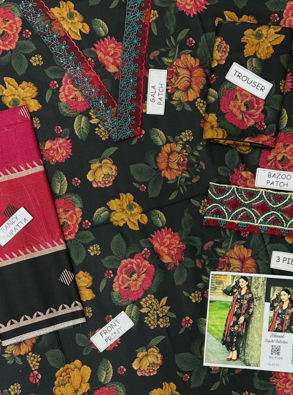 Baroque Dhanak Embroidered 3 Piece | BQ120 - Trendy Casual Outfits - Laiba Rauf