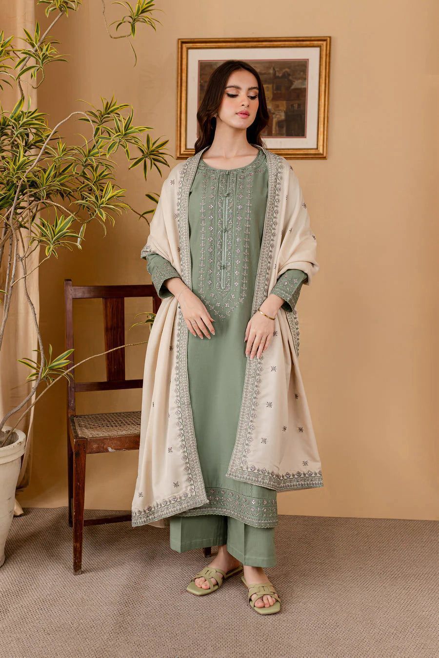 Batik Dhanak Embroidered 3 Piece | BK102 - Trendy Casual Outfits - Laiba Rauf