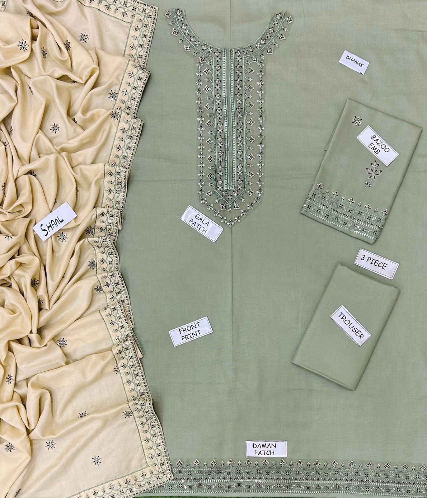 Batik Dhanak Embroidered 3 Piece | BK102 - Trendy Casual Outfits - Laiba Rauf