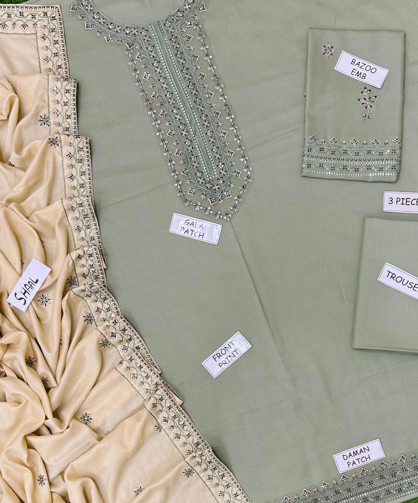 Batik Dhanak Embroidered 3 Piece | BK102 - Trendy Casual Outfits - Laiba Rauf