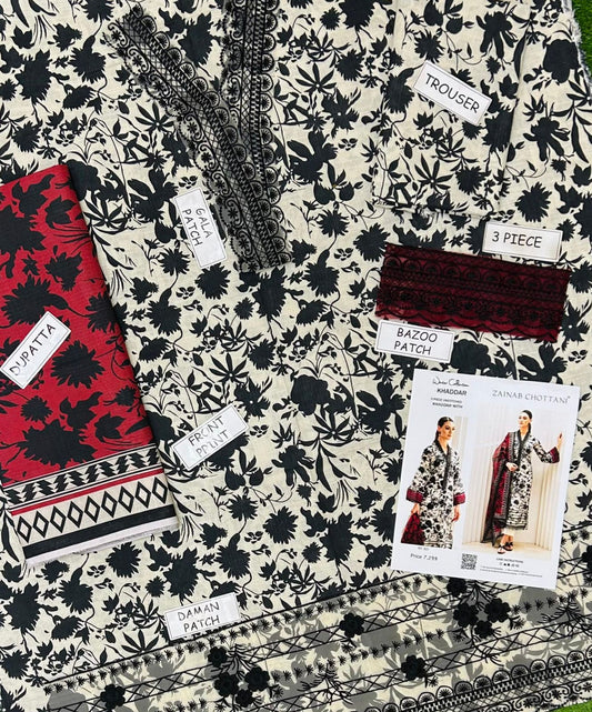 Zainab Chottani Khaddar Embroidered 3 Piece | ZC107 - Trendy Casual Outfits - Laiba Rauf