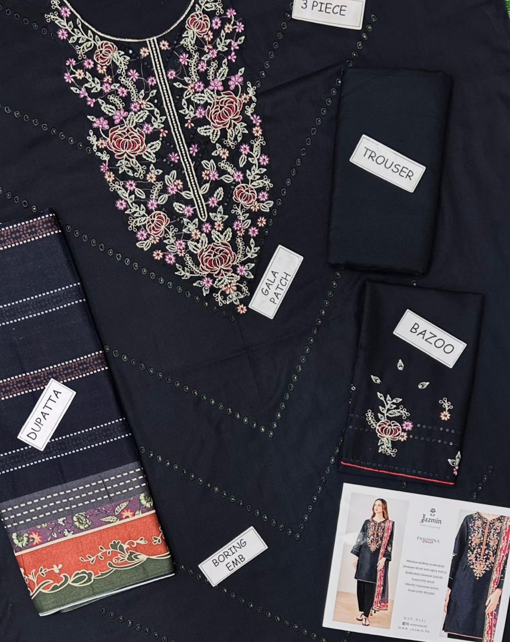 Jazmin Dhanak Embroidered 3 Piece | JZ106 - Trendy Casual Outfits - Laiba Rauf
