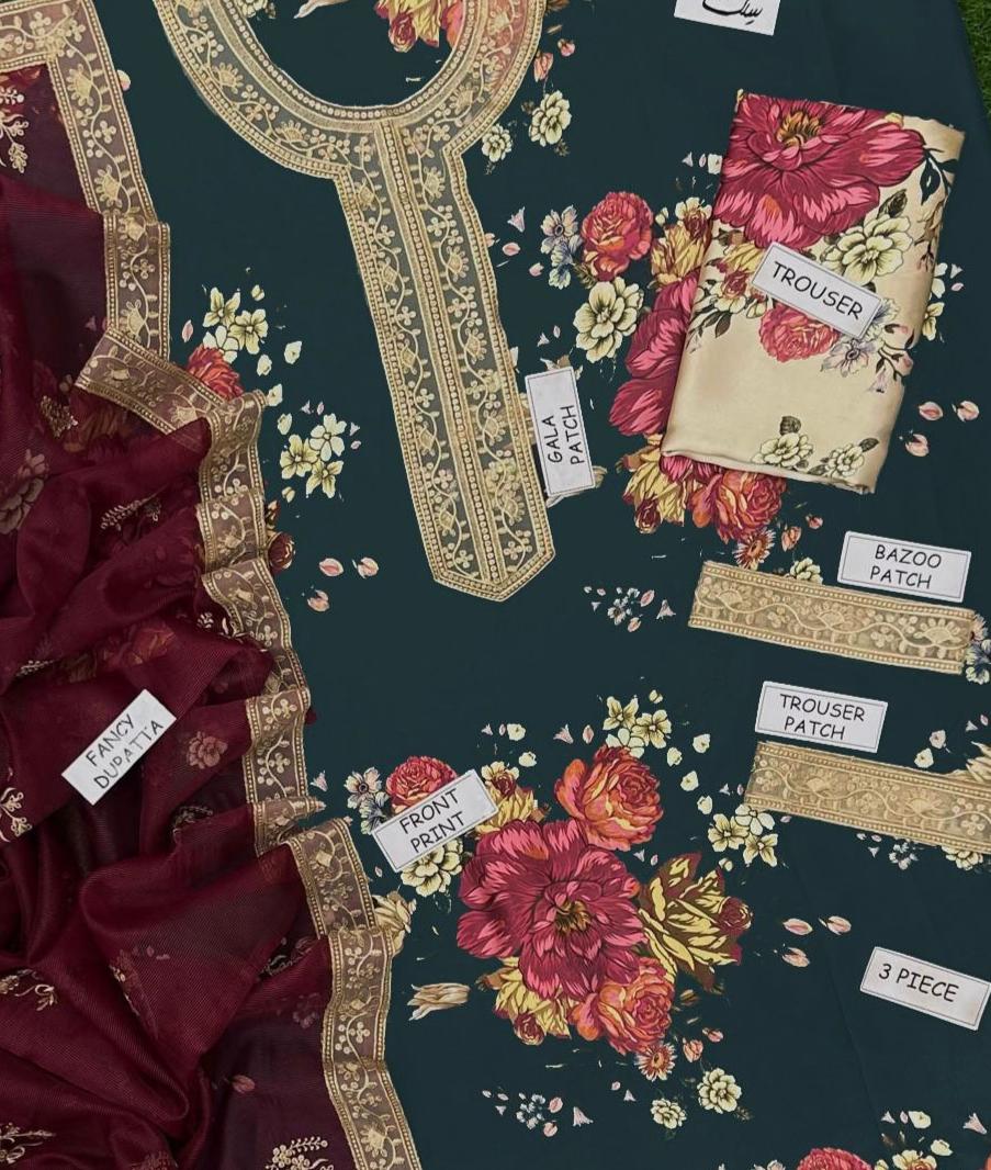 Humjoili Silk Embroidered 3 Piece | HJ100 - Trendy Casual Outfits - Laiba Rauf