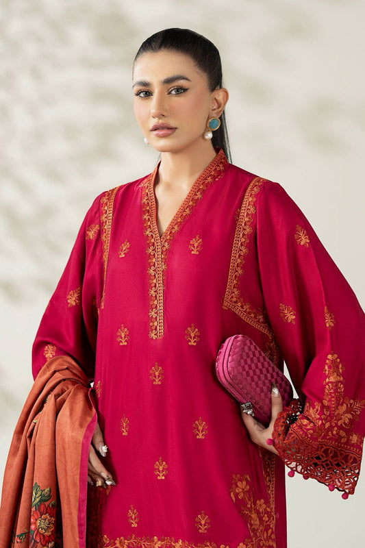 Maria.B Dhanak Embroidered 3 Piece | MB112- Trendy Casual Outfits - Laiba Rauf