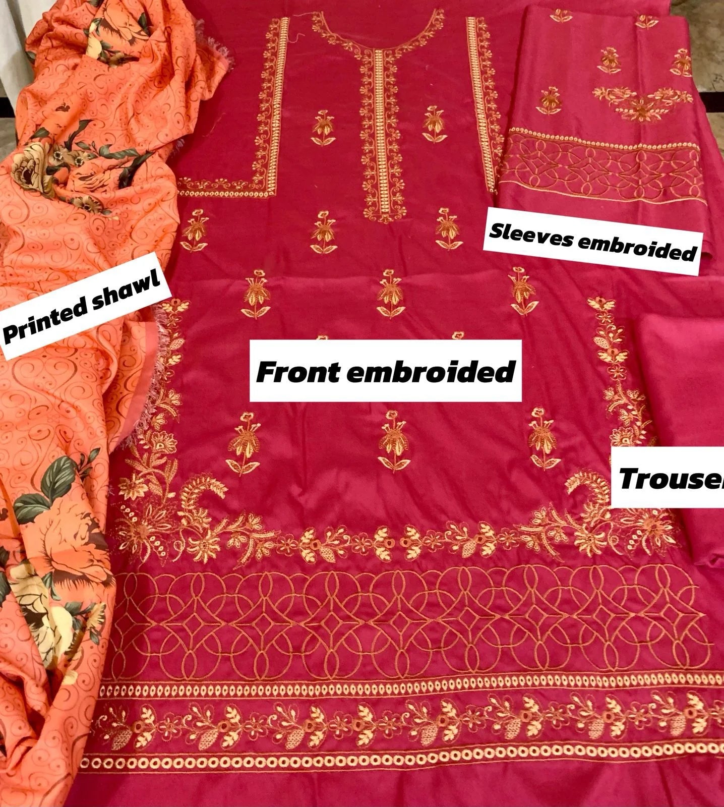 Maria.B Dhanak Embroidered 3 Piece | MB112- Trendy Casual Outfits - Laiba Rauf