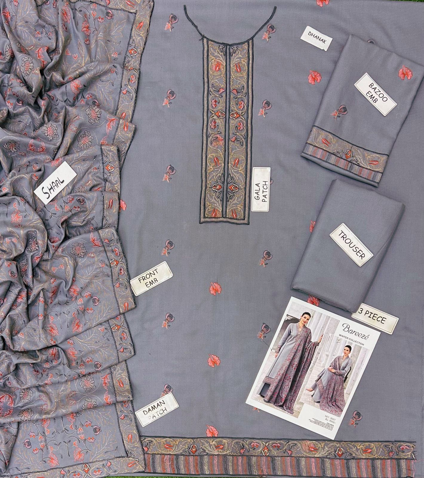 Bareeze Dhanak Embroidered 3 Piece | BZ103- Trendy Casual Outfits - Laiba Rauf