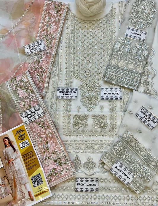 Heer Embroidery Chiffon Collection | HR-149 - Trendy Casual Outfits - Laiba Rauf