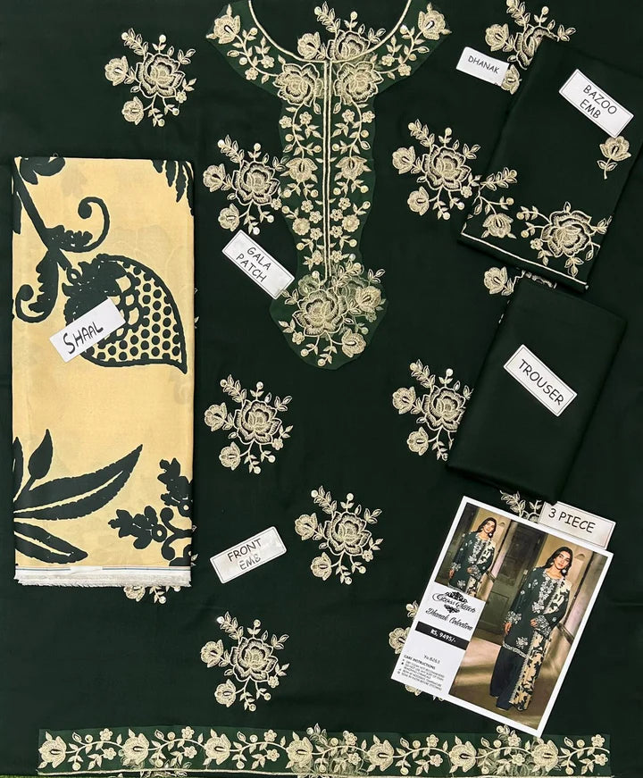 Zara Dhanak Embroidered 3 Piece | ZR117- Trendy Casual Outfits - Laiba Rauf