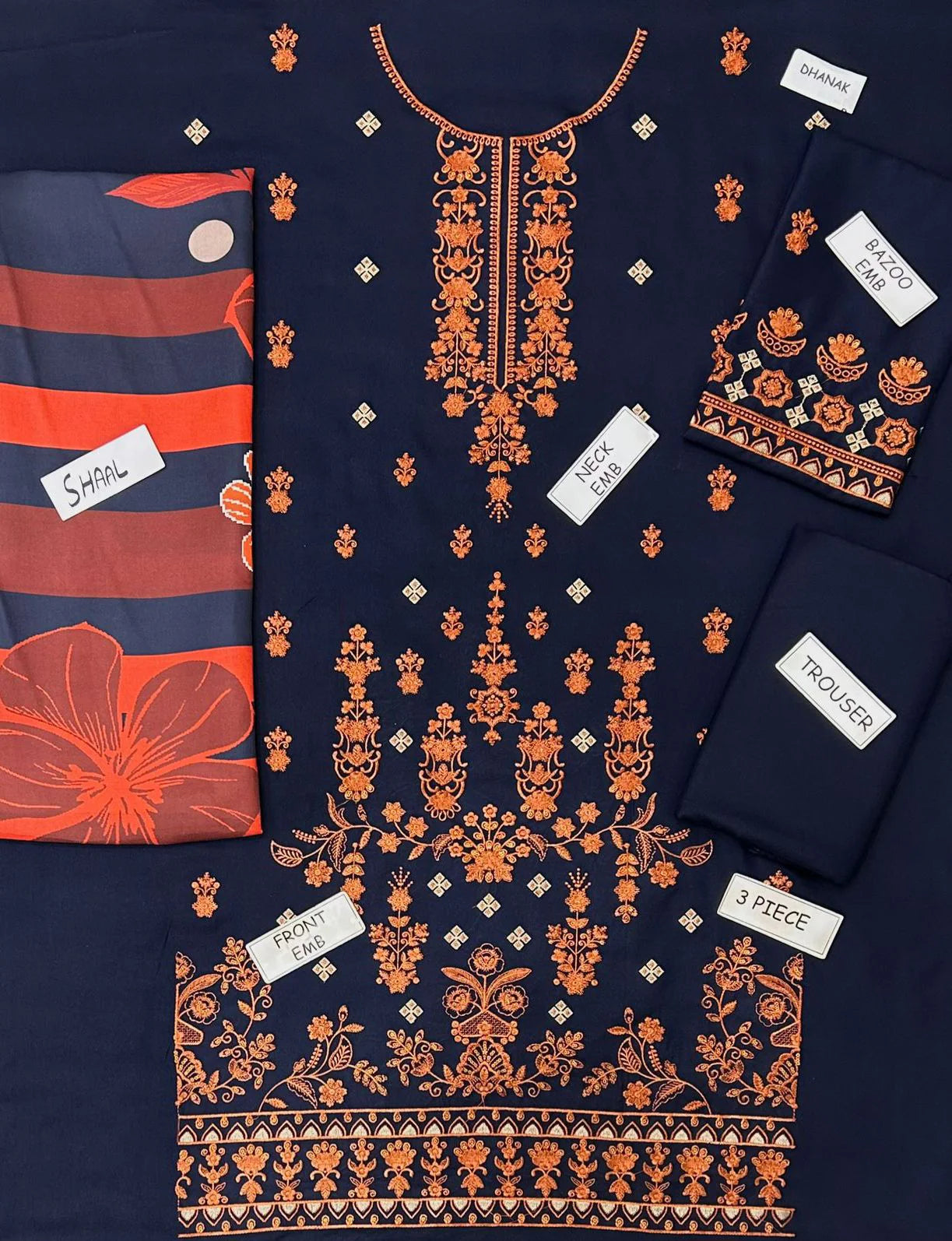 Aneela Dhanak Embroidered 3 Piece | AN112- Trendy Casual Outfits - Laiba Rauf