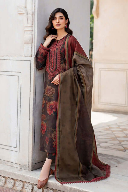Baroque Dhanak Embroidered 3 Piece | BQ117 - Trendy Casual Outfits - Laiba Rauf
