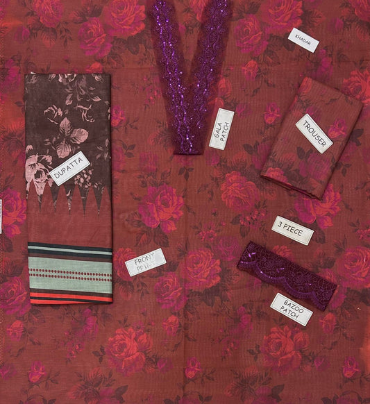 Baroque Khaddar Embroidered 3 Piece | BQ118 - Trendy Casual Outfits - Laiba Rauf