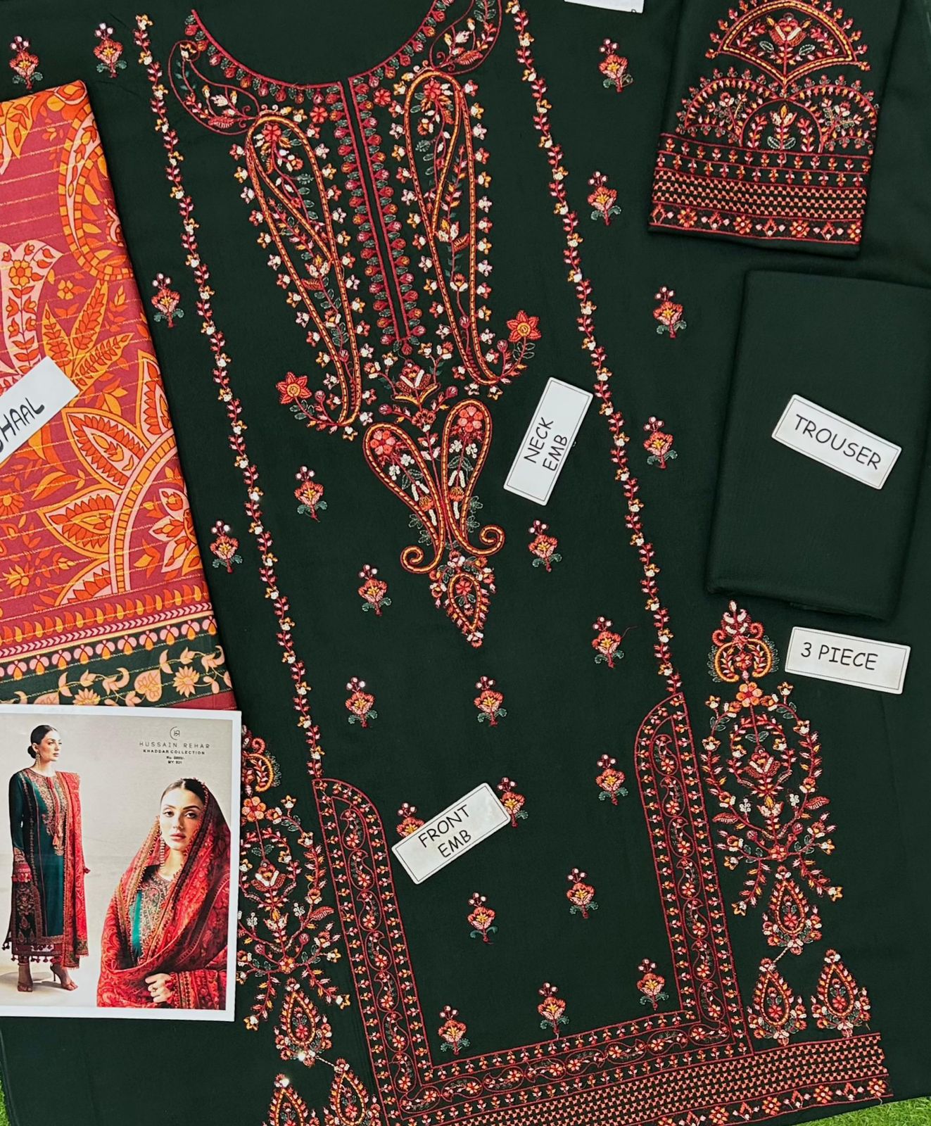 Hussain Rehar Dhanak Embroidered 3 Piece | HR100 - Trendy Casual Outfits - Laiba Rauf