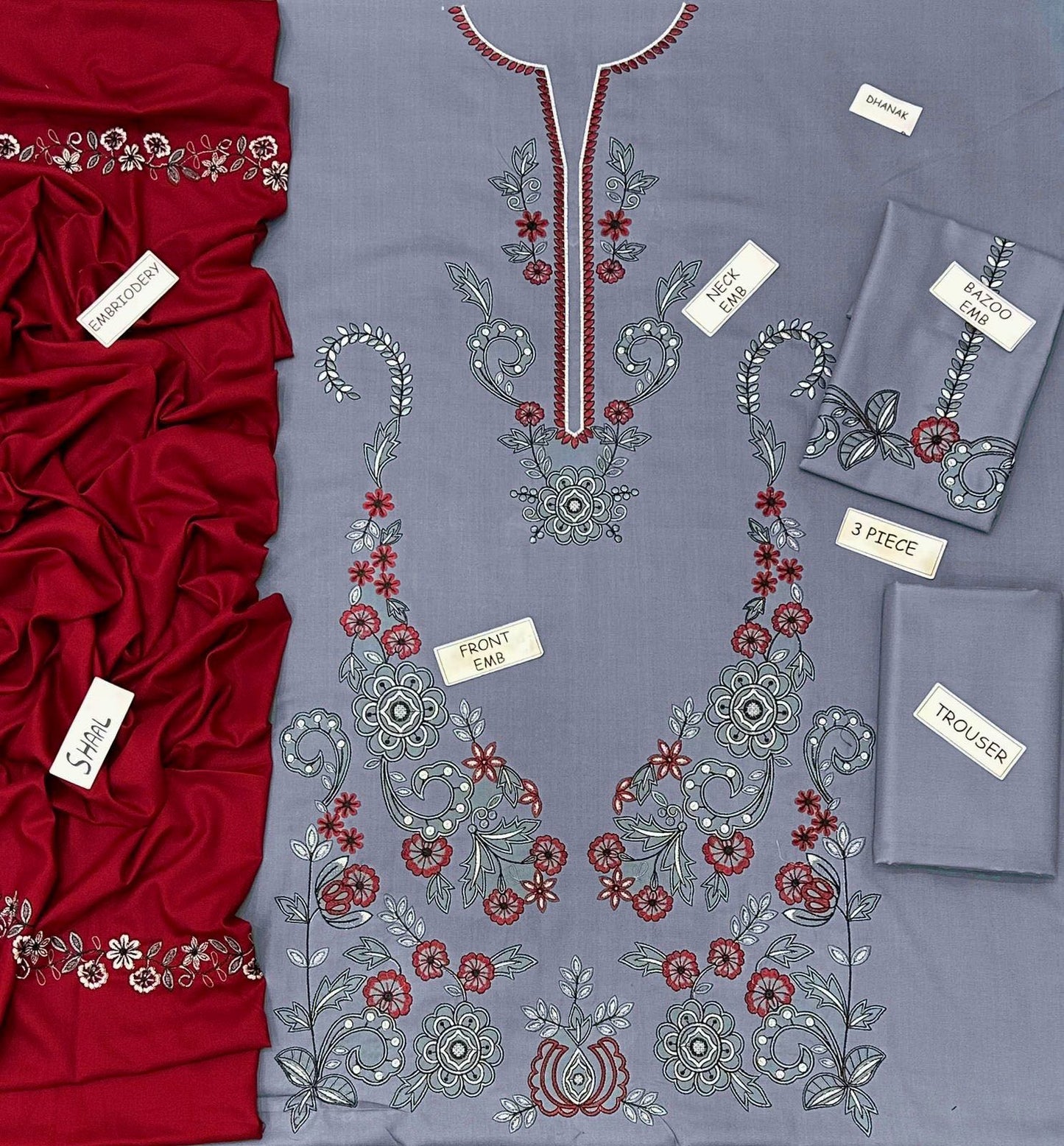 Zara Dhanak Embroidered 3 Piece | ZR118- Trendy Casual Outfits - Laiba Rauf