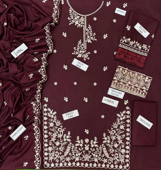 Aneela Dhanak Embroidered 3 Piece | AN111 - Trendy Casual Outfits - Laiba Rauf