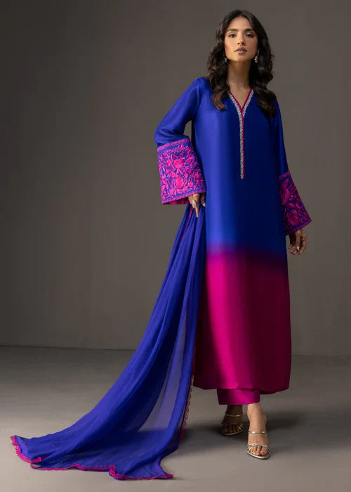 Zainab Chottani Shamoz Silk Embroidered 3 Piece | ZC105 - Trendy Casual Outfits - Laiba Rauf