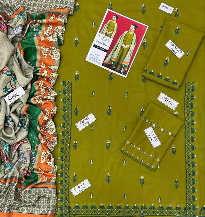 Urge Dhanak Embroidered 3 Piece | UG108 - Trendy Casual Outfits - Laiba Rauf