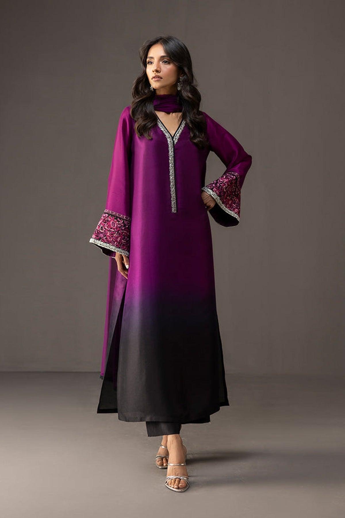 Zainab Chottani Shamoz Silk Embroidered 3 Piece | ZC106 - Trendy Casual Outfits - Laiba Rauf