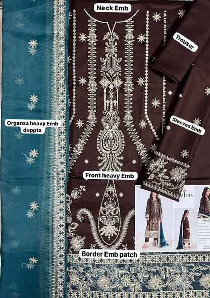 Asimjofa Dhanak Embroidered 3 Piece | AJ103 - Trendy Casual Outfits - Laiba Rauf