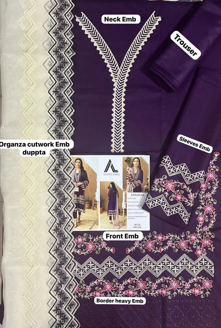 Adnan Libas Dhanak Embroidered 3 Piece | NL100 - Trendy Casual Outfits - Laiba Rauf