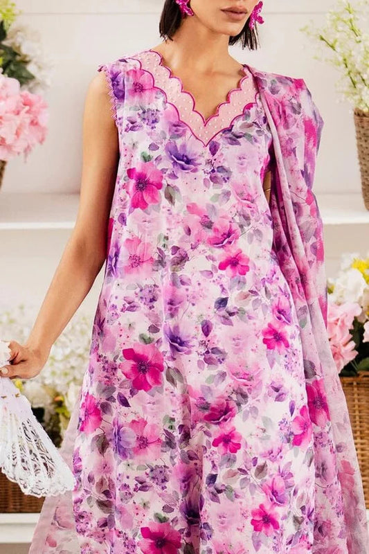 Baroque Viscose 3 Piece Digital Printed Purple Floral | No Patches | BQ106 Laiba Rauf