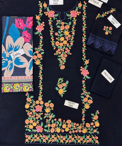Asimjofa Dhanak Embroidered 3 Piece | AJ104 - Trendy Casual Outfits - Laiba Rauf