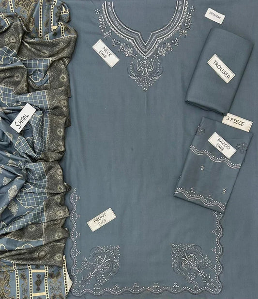 Zara Dhanak Embroidered 3 Piece | ZR114 - Trendy Casual Outfits - Laiba Rauf