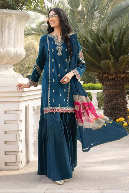 Maria.B Dhanak Embroidered 3 Piece | MB114 - Trendy Casual Outfits - Laiba Rauf