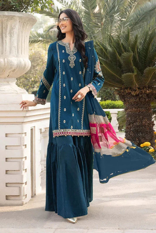 Maria.B Dhanak Embroidered 3 Piece | MB114 - Trendy Casual Outfits - Laiba Rauf