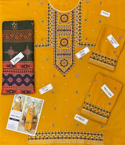 Aneela Dhanak Embroidered 3 Piece | AN109 - Trendy Casual Outfits - Laiba Rauf