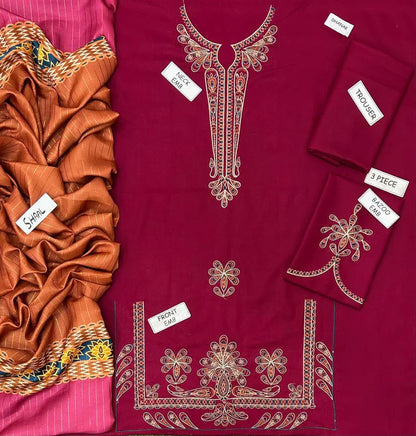 Jazmin Dhanak Embroidered 3 Piece | JZ111 - Trendy Casual Outfits - Laiba Rauf