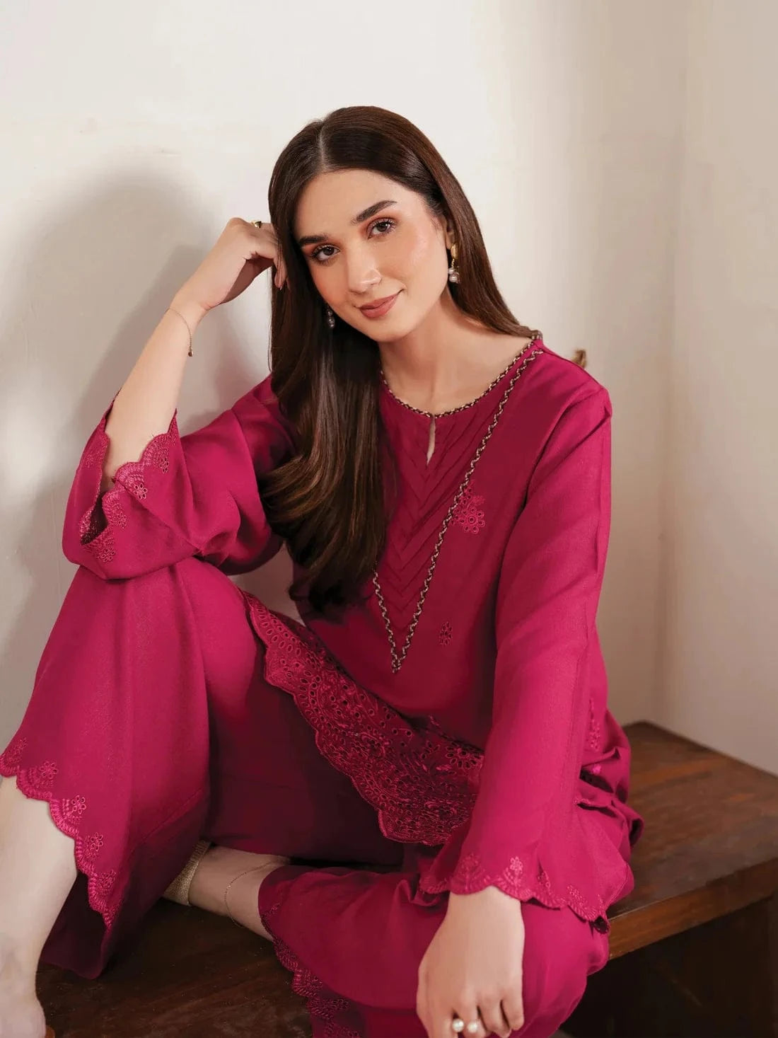 Sapphire Dhanak Embroidered 3 Piece | SP107 - Trendy Casual Outfits - Laiba Rauf